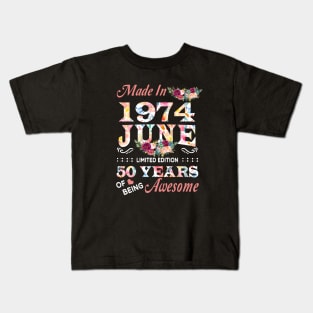 June Flower Made In 1974 50 Years Of Being Awesome Kids T-Shirt